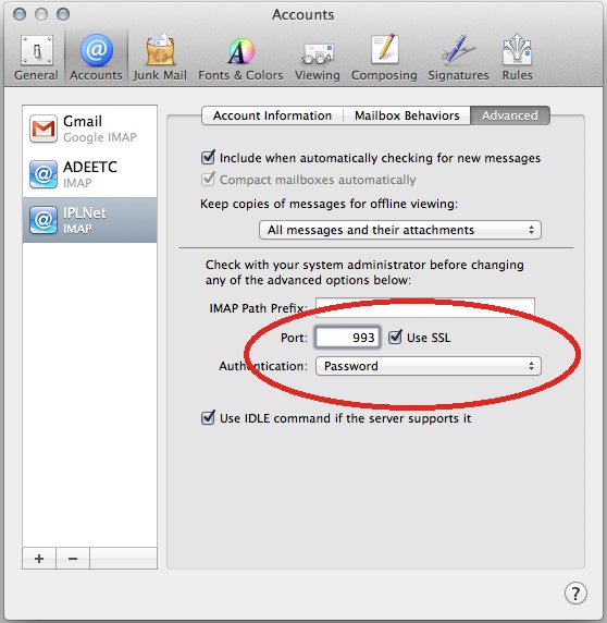 E-mail - configuração Apple Mail 7