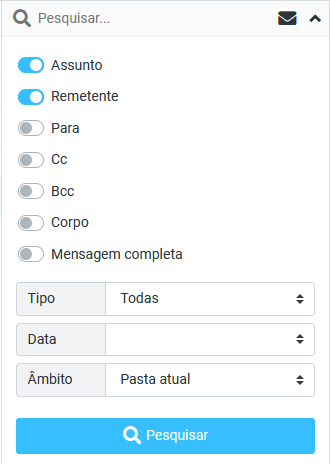 Webmail - Ferramentas de pesquisa