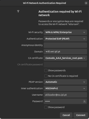 linux wifi eduroam configuração