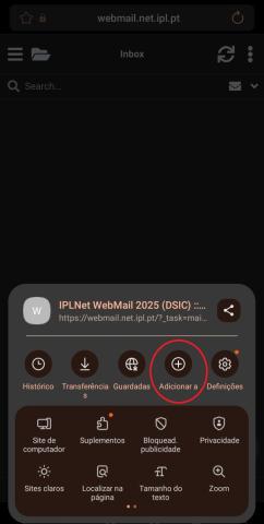 Selecione a opção Adicionar ao ecrã principal_Samsung Internet Browser
