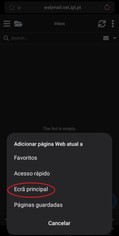 Selecione a opção Ecrã principal