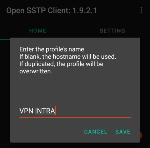Definir nome VPN
